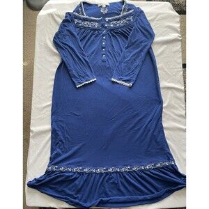 Eileen West Nightgown Womens Small Floral Blue White